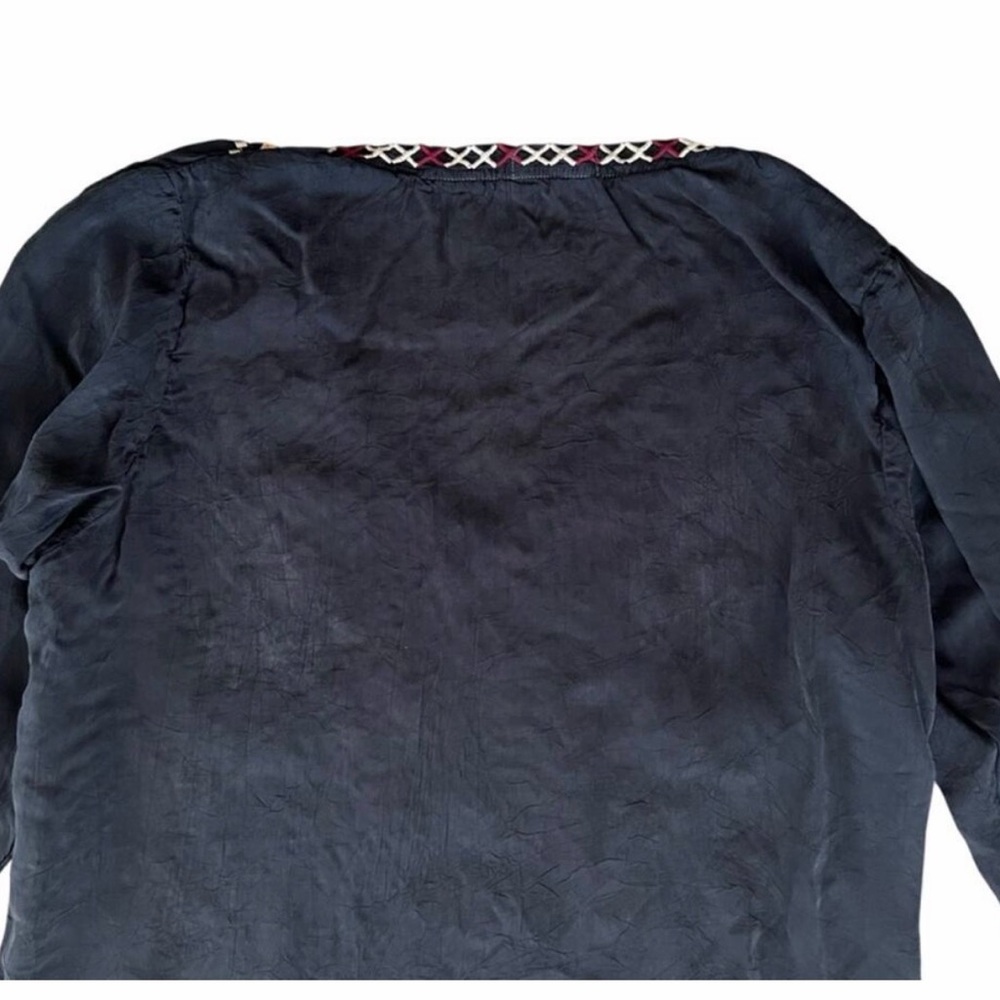 Johnny Was Women’s Sonrisa Black Embroidered 3/4 Sleeve Tunic Top Size Medium - Picture 4 of 4